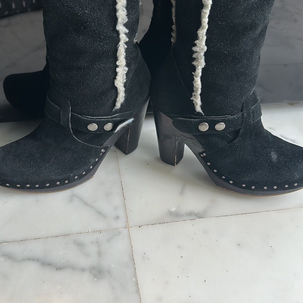 Nine West Vintage America distressed Suede & fleece Knee high boots! Size UK 4! - Picture 10 of 16